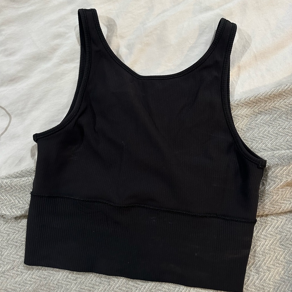 cropped ribbed open back tank